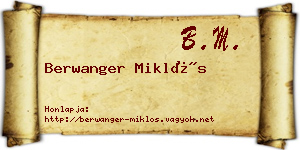 Berwanger Miklós névjegykártya